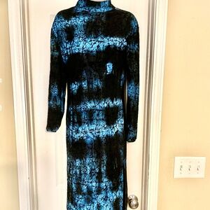 YK2. Vintage ,,black and blue midi  dress, euro, size L,